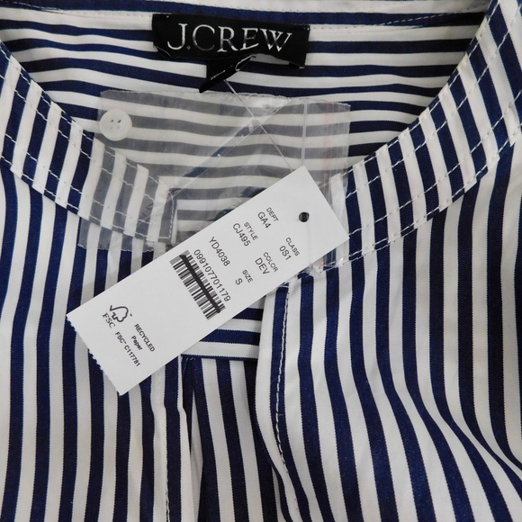 NWT!! J. CREW Delilah Dress Cotton Poplin Blue White Stripe Dark Evening Small - Picture 13 of 15